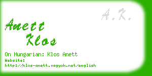 anett klos business card